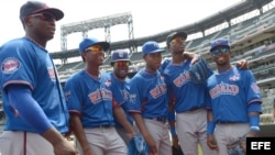 Jugadores dominicanos en el equipo World Team - Miguel Sano, Yordano Ventura, Yeison Asencio, Miguel Almonte, Gregory Polanco y Arismendy Alcantara.