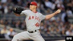 Archivo - Scott Kazmir de los Angelinos